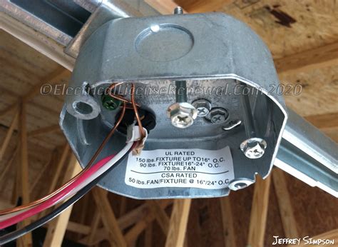 no junction box ceiling fan|outlet box acceptable for fan support.